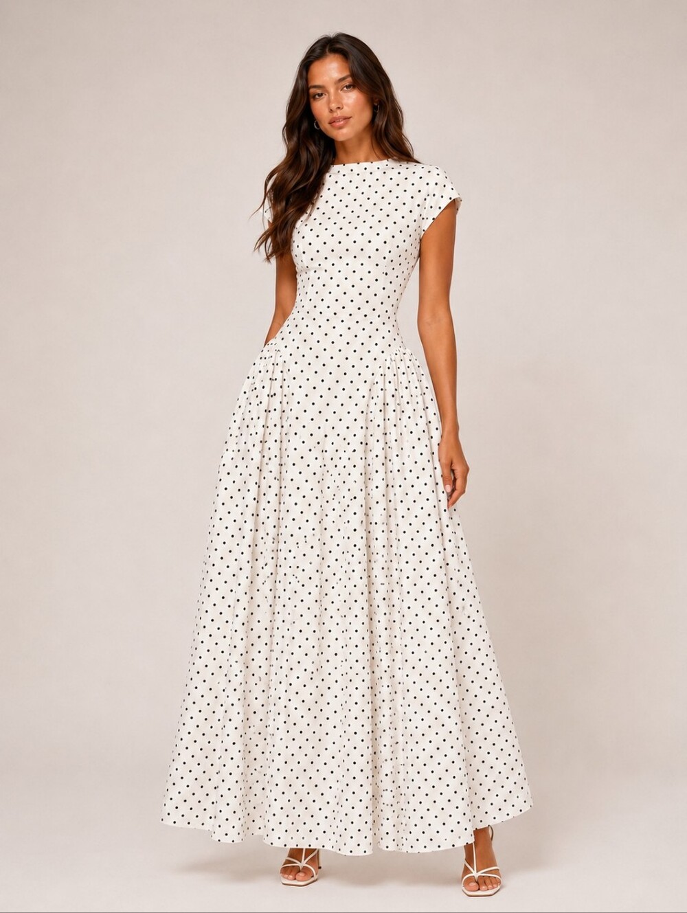 Selfie Leslie Lynnie Polka Dot Cap Sleeve Maxi Dress New Size XS